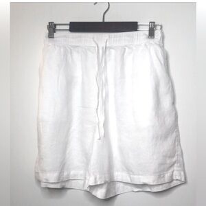 Tahari White Linen Drawstring Shorts
